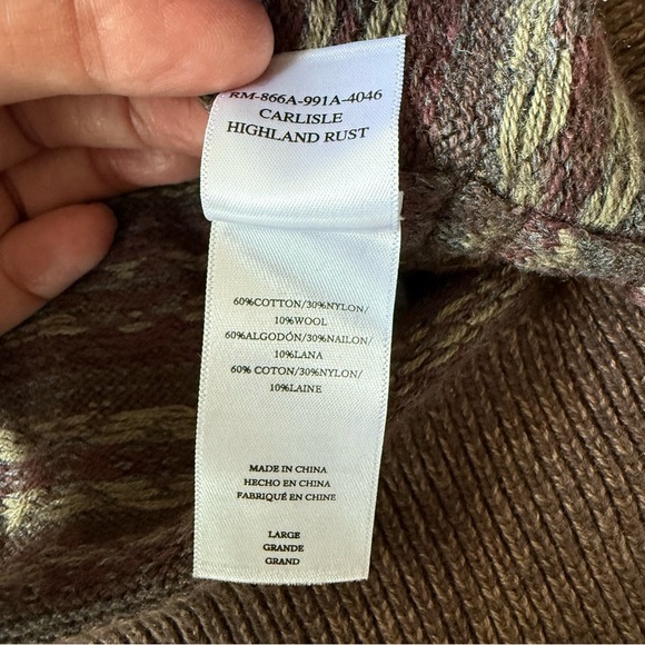 NWT Rails | Men's Carlisle Fair Isle Wool Blend Highland Rust Sweater $168 - Picture 10 of 15
